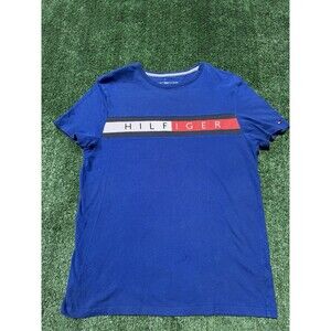 Tommy Hilfiger Modern Ocean Blue Tommy Flag Casual Fashion T-Shirt Size Small